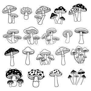 mushrooms misc stencils - dxf svg pdf ai and eps formats- CNC, glowforge, xtool, laser engraver - mycology, mushroom, stencil
