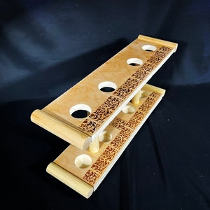 Elegant Handcrafted Wooden Cane/Pool Cue/Walking Stick Holder with Cylindrical Side Handles - Pine & Maple Plywood