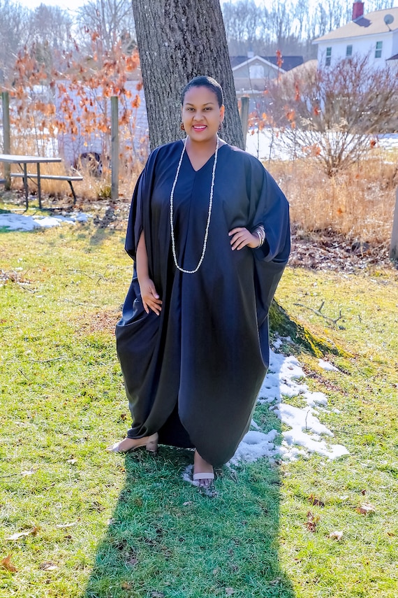 flowy kaftan maxi dress Oversized silk kaftan dress – long loose robe main image 1