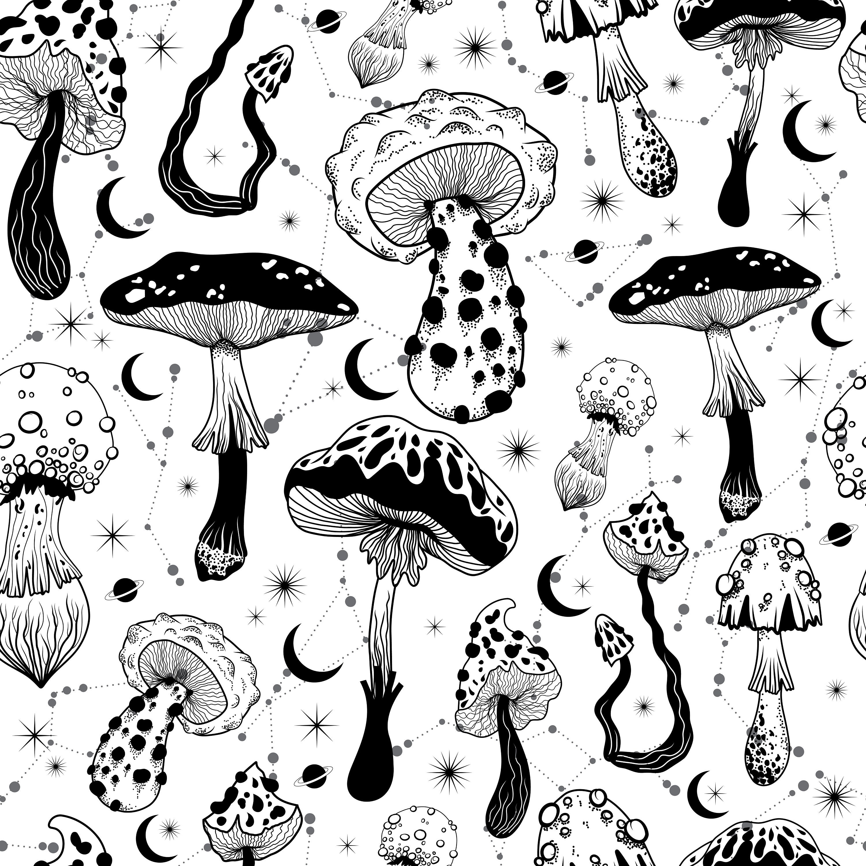 Digital Download Mushroom Art Print, Printable Wall Art, Magical Mushrooms, Fungi Art Print