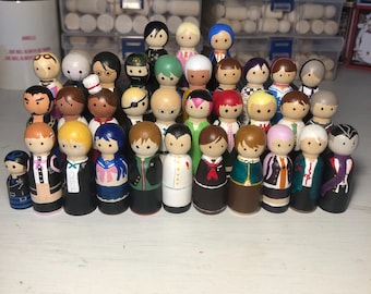 DR Inspired Hand Painted Wooden Peg Dolls