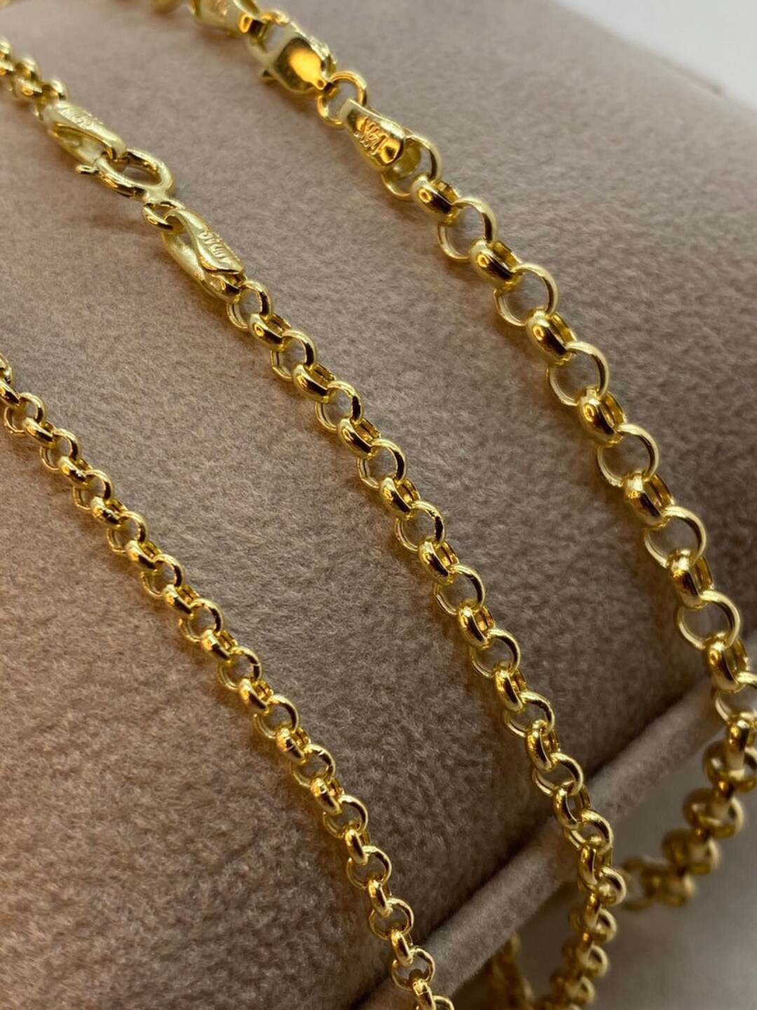 14k Real Gold Rolo Chain, 14 K Gold Rolo Necklace, 16 26, Solid Gold ...