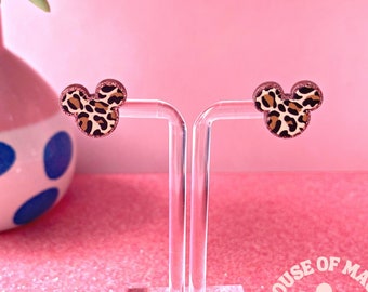 Disney Earrings Mickey Shaped Animal Print Earrings Safari Animal Kingdom Earrings Jungle Cruise Themed Jewelry Gift for Disney Adult