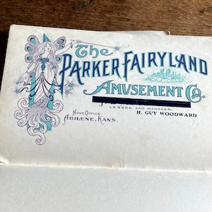 Membrete de Chas W. Parker Amusement Enterprises Abilene Kansas ca. 1890s Art Nouveau