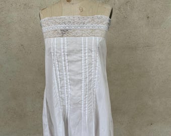 Antique white cotton and lace slip, ca. 1910-1920 monogrammed LL
