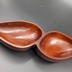 Solid Mahogany Carved Wood Dish MCM