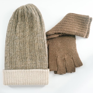 Baby Alpaca omkeerbare wintermuts en pure Alpaca vingerloze handschoenen gemaakt in Peru door Peruaanse ambachtslieden