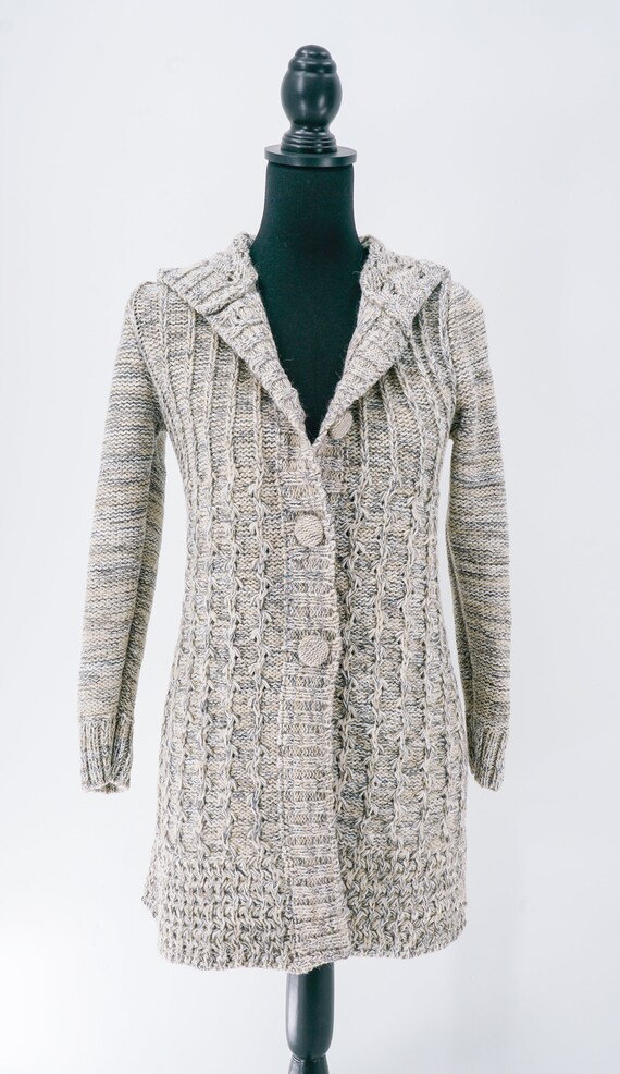 Damen Alpaka-Mischung Cardigan in voller Länge mit gestrickten