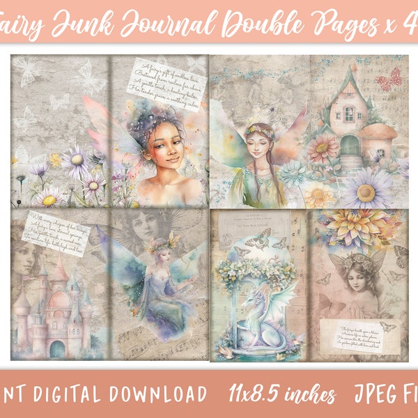 Fairy Junk Journal, Fairy Junk Journal Kit, Junk Journal Digi Kits, Digital Download, Fairy Junk Journal Printable Kit, Fairytale, Printable