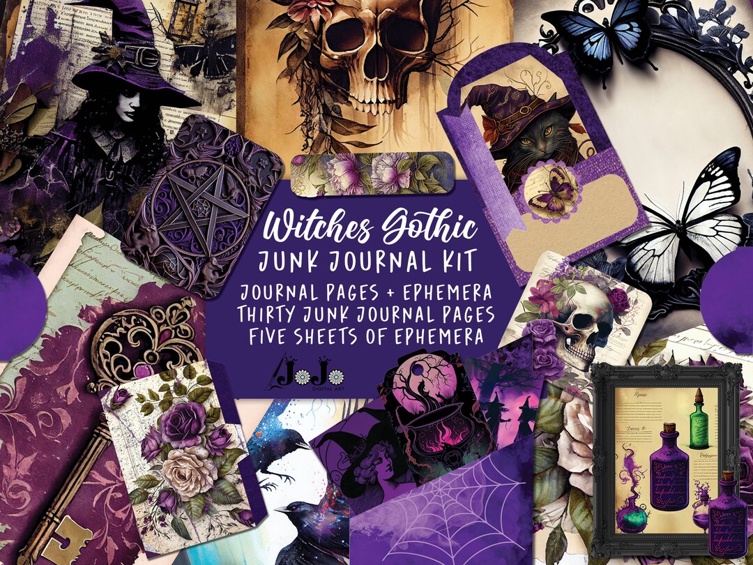 Vintage Witch Gothic Junk Journal Kit, Digital Download, Junkjournal ...