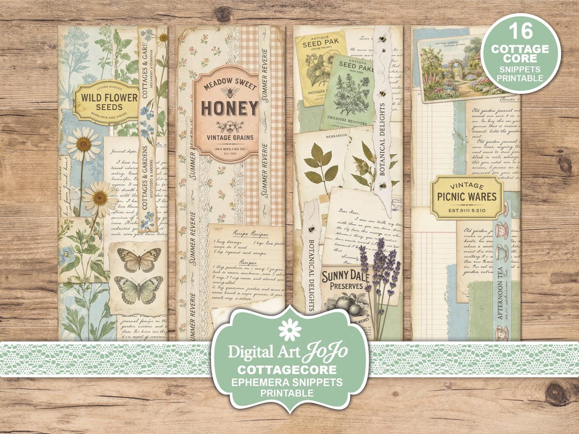 Cottagecore Snippets Printable – Spring Ephemera Papers for Junk ...