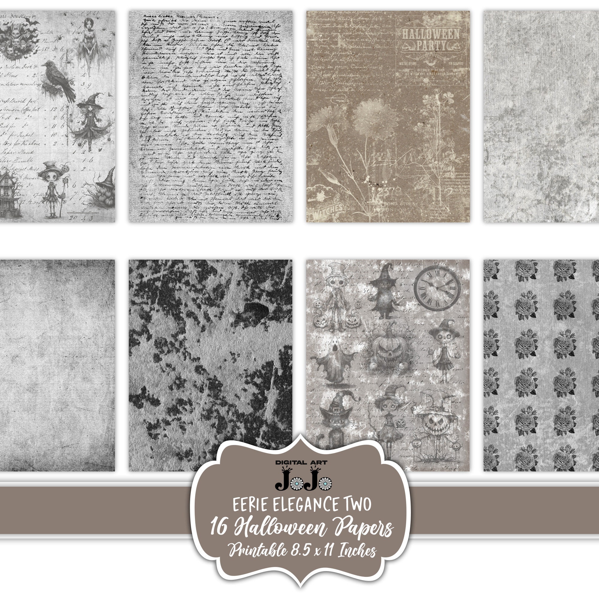 Halloween Digital Paper Pack, Printable Scrapbook Sheets, Journal Pages ...