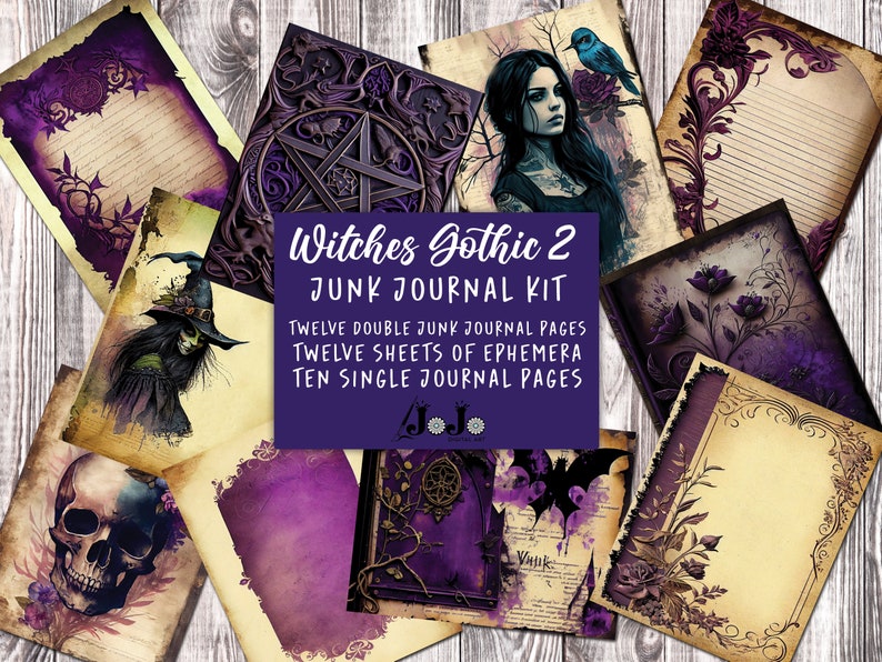 Gothic Witch Junk Journal Kit, Digital Download, Printable Pages ...