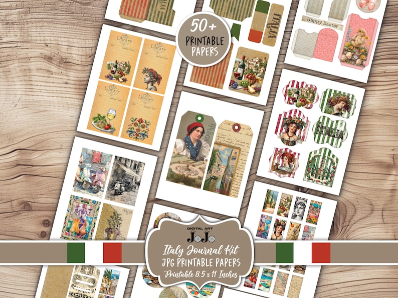 Printable Italy Junk Journal Kit, Digital Italian Papers, Vintage Craft ...