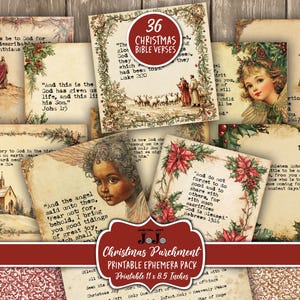 Printable Christmas Bible Verse Cards, Scripture Words for Junk Journal, Digital Downloads, Christian Faith Jesus, Paper Crafts Ephemera Kit