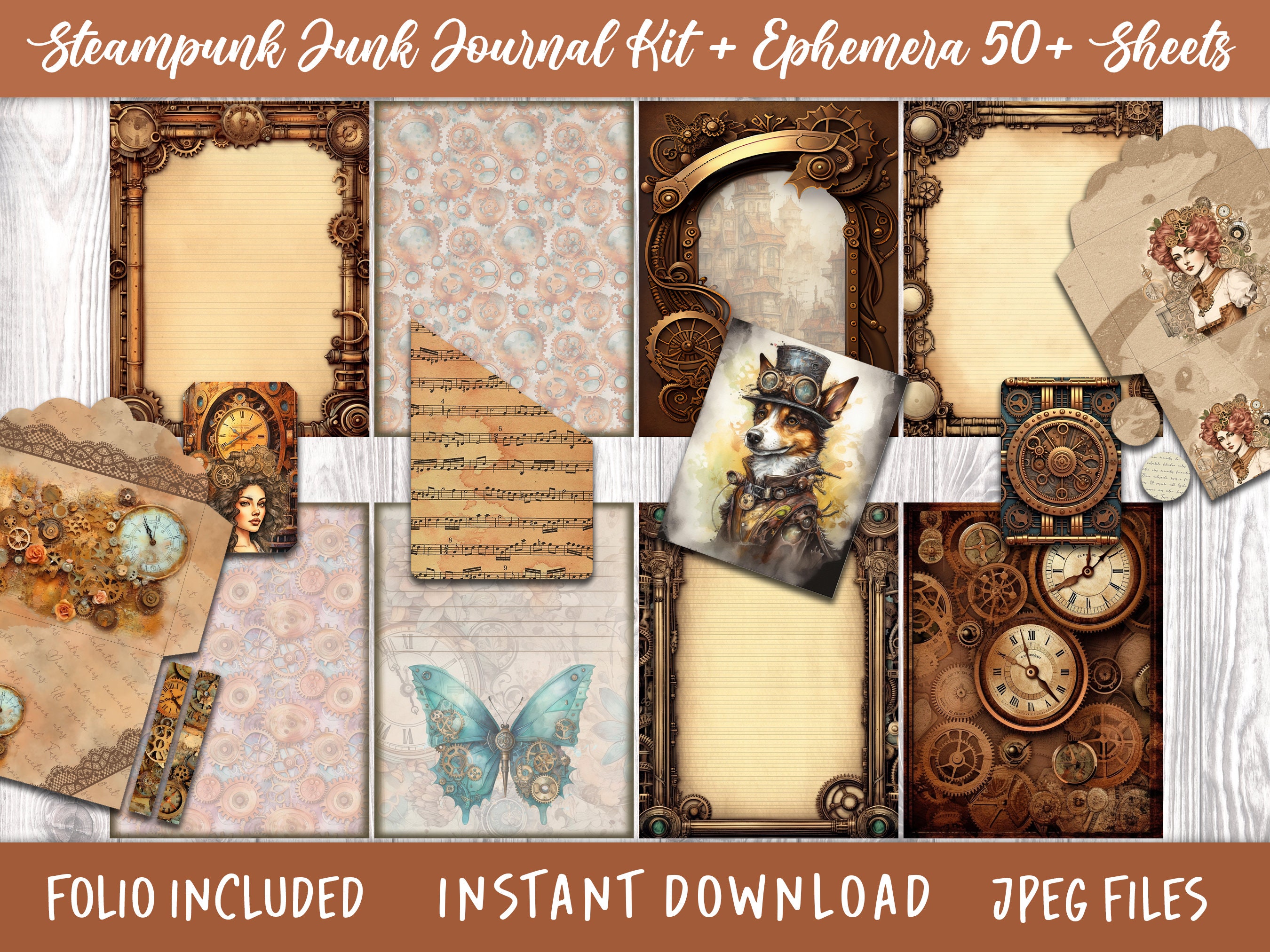 Steampunk Junk Journal Kit Junk Journal Digi Kits Ephemera - Etsy
