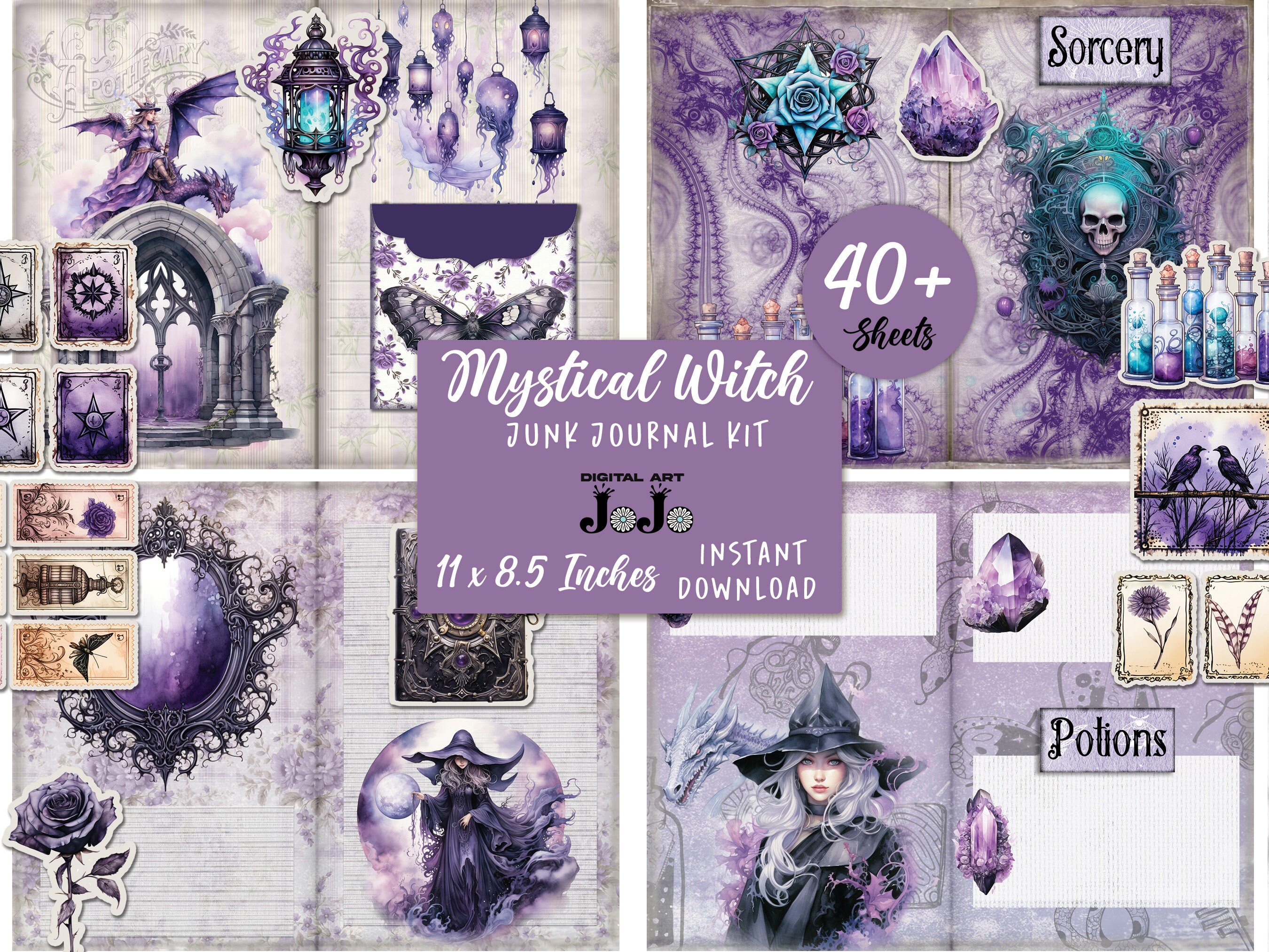 Witch Junk Journal Printable Kit, Witch Junk Journal Ephemera, Junk ...