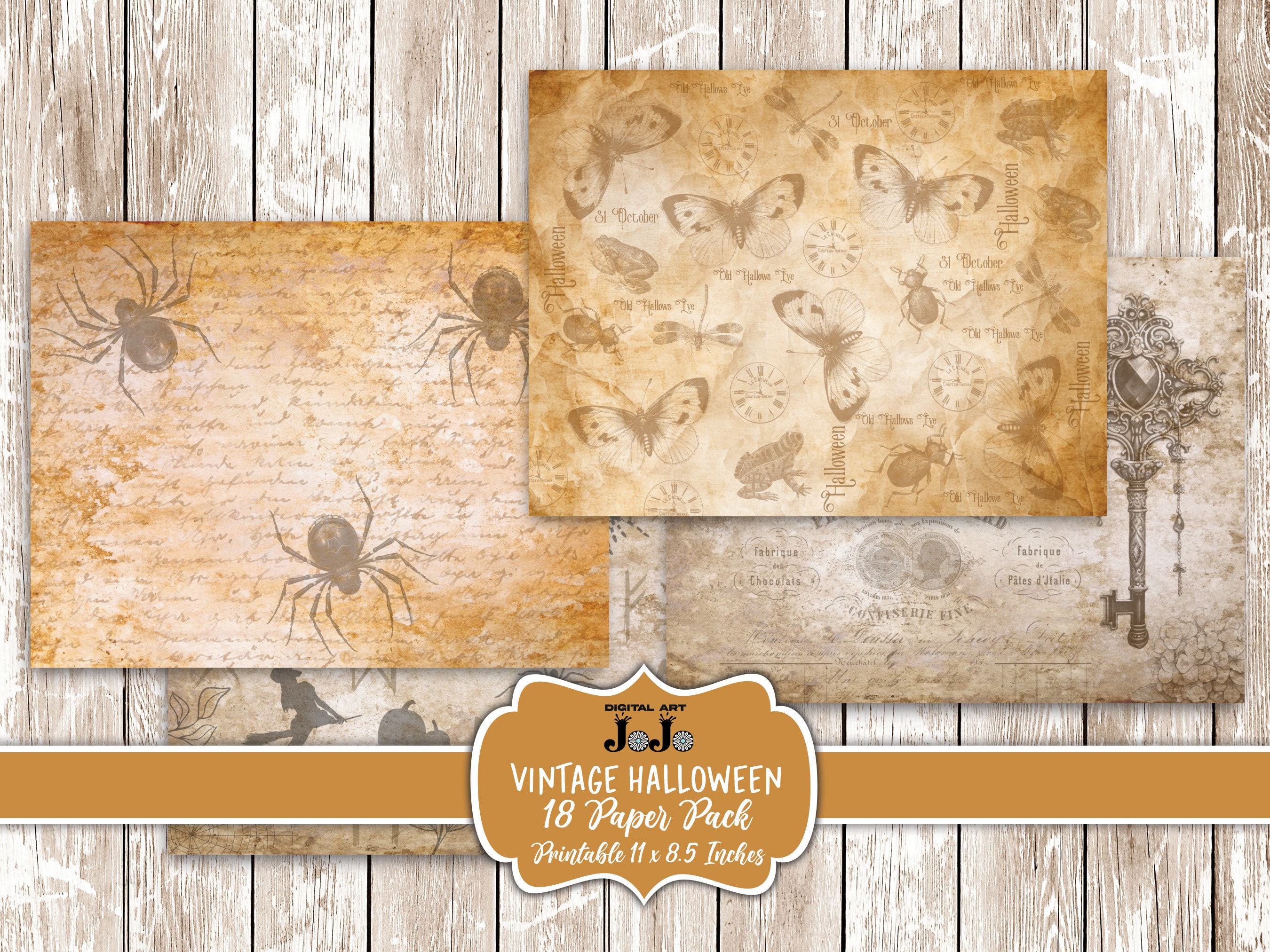Halloween Digital Paper Pack Printable Scrapbook Sheets - Etsy