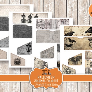 Digital Junk Journal Folio, Halloween Printable Kit, Spooky Vintage ...