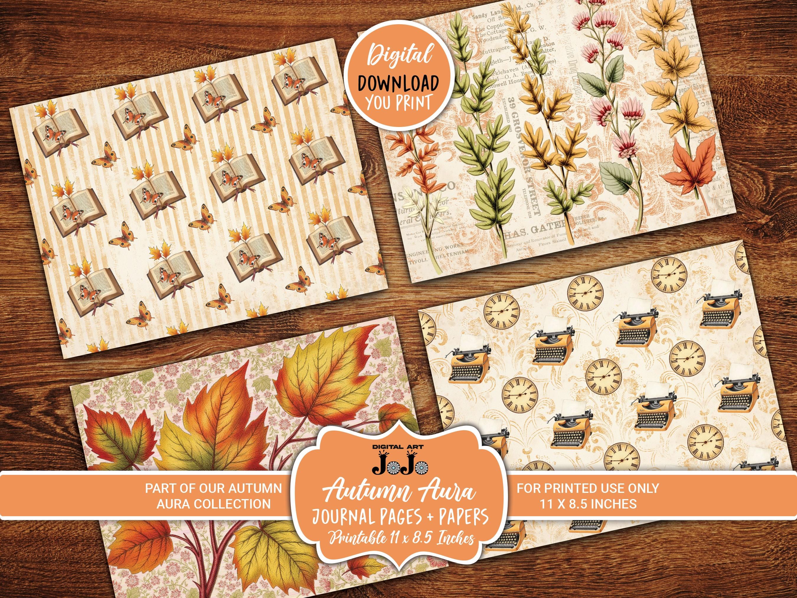 Autumn Junk Journal Pages, Printable Vintage Papers, Digital ...