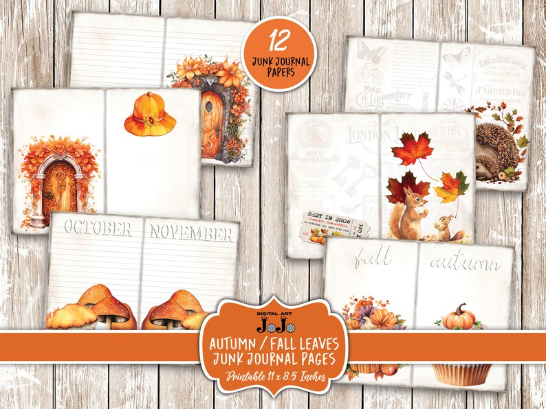 Fall Digital Paper Pack, Nature Printable Scrapbook Sheets, Autumn ...