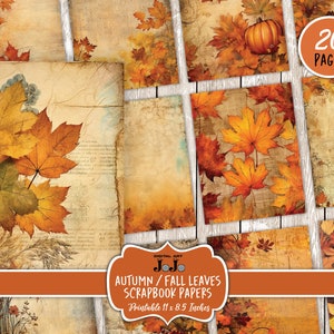 Fall Digital Paper Pack, Nature Printable Scrapbook Sheets, Autumn ...