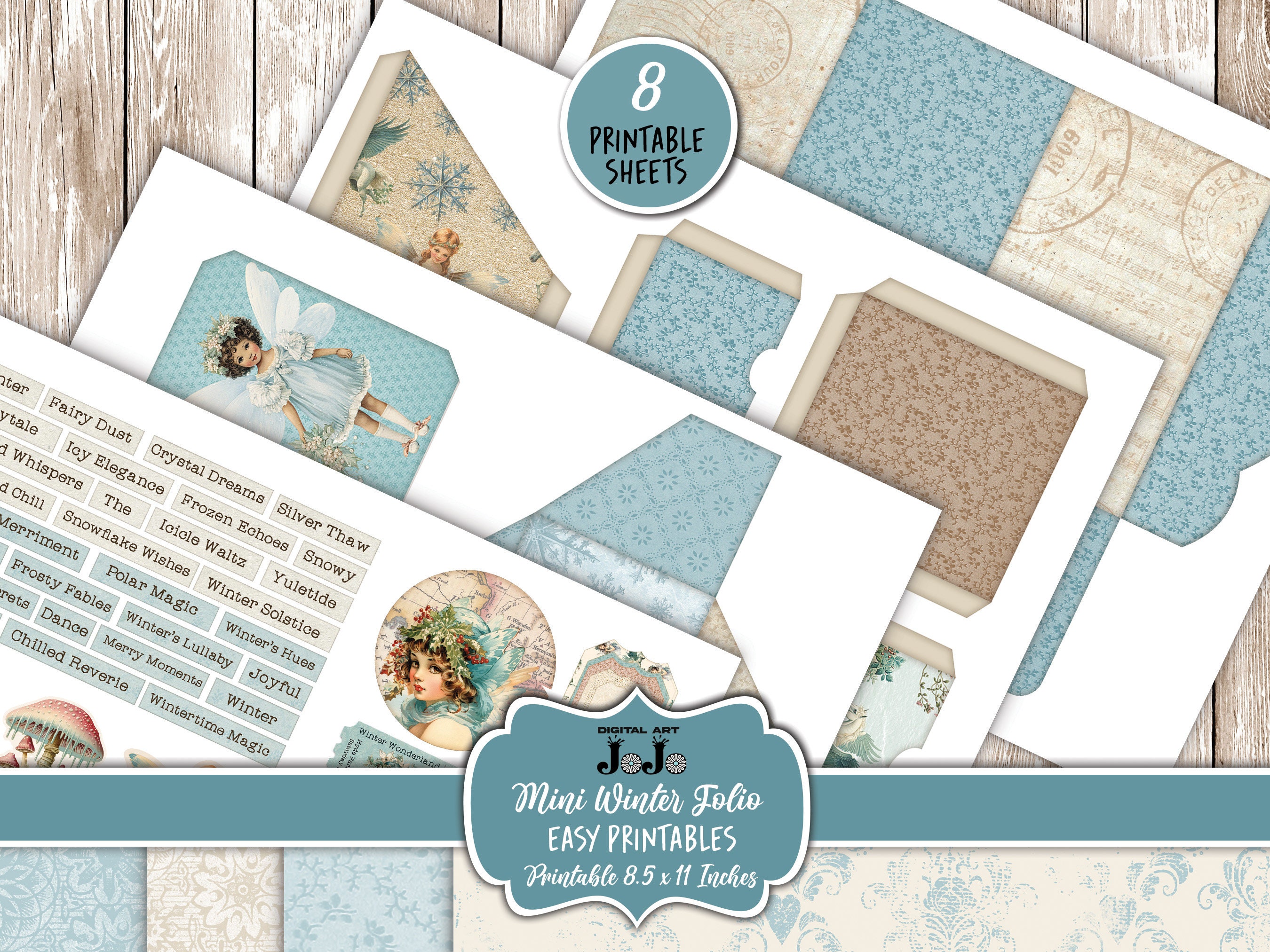 Winter Mini Folio Kit, Printable Junk Journal Fairy, Digital Download ...