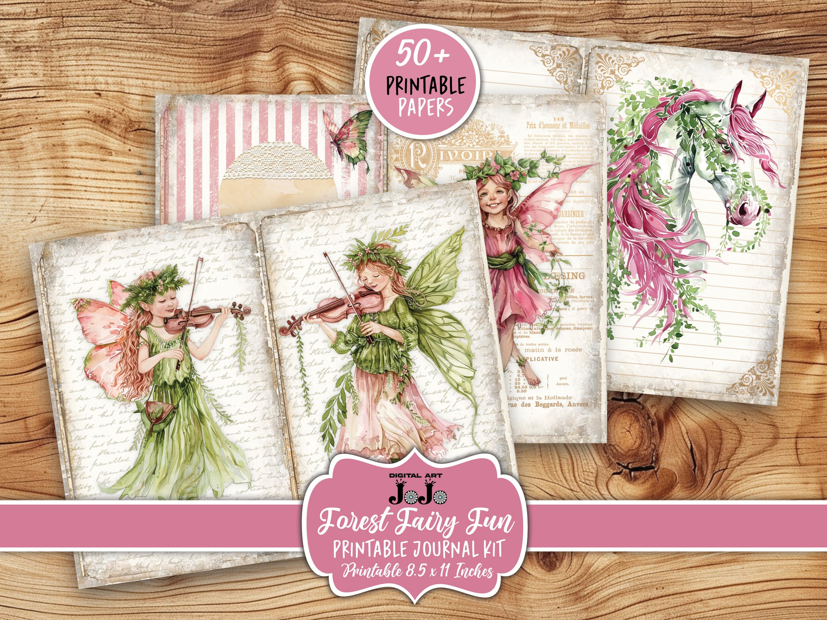 Forest Fairy Junk Journal Printable Kit, Scrapbook Paper Set, Vintage ...
