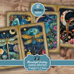 Boho Junk Journal Pages, Fantasy Digital Papers Pack, Afdrukbare Scrapbook Celestial Kit, Shabby Chic Collage Sheets Set, Instant Download