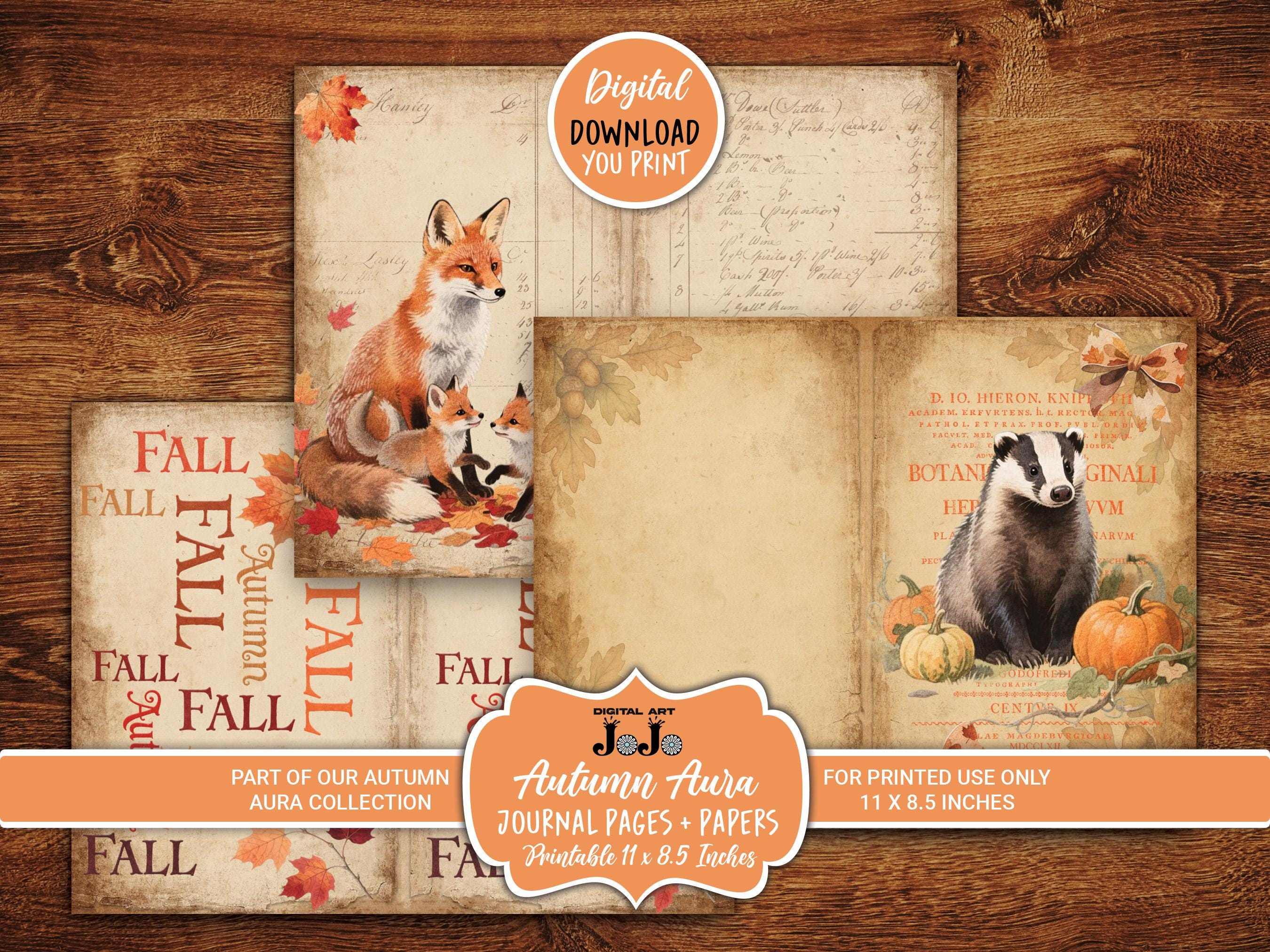 Autumn Junk Journal Pages, Printable Vintage Papers, Digital ...