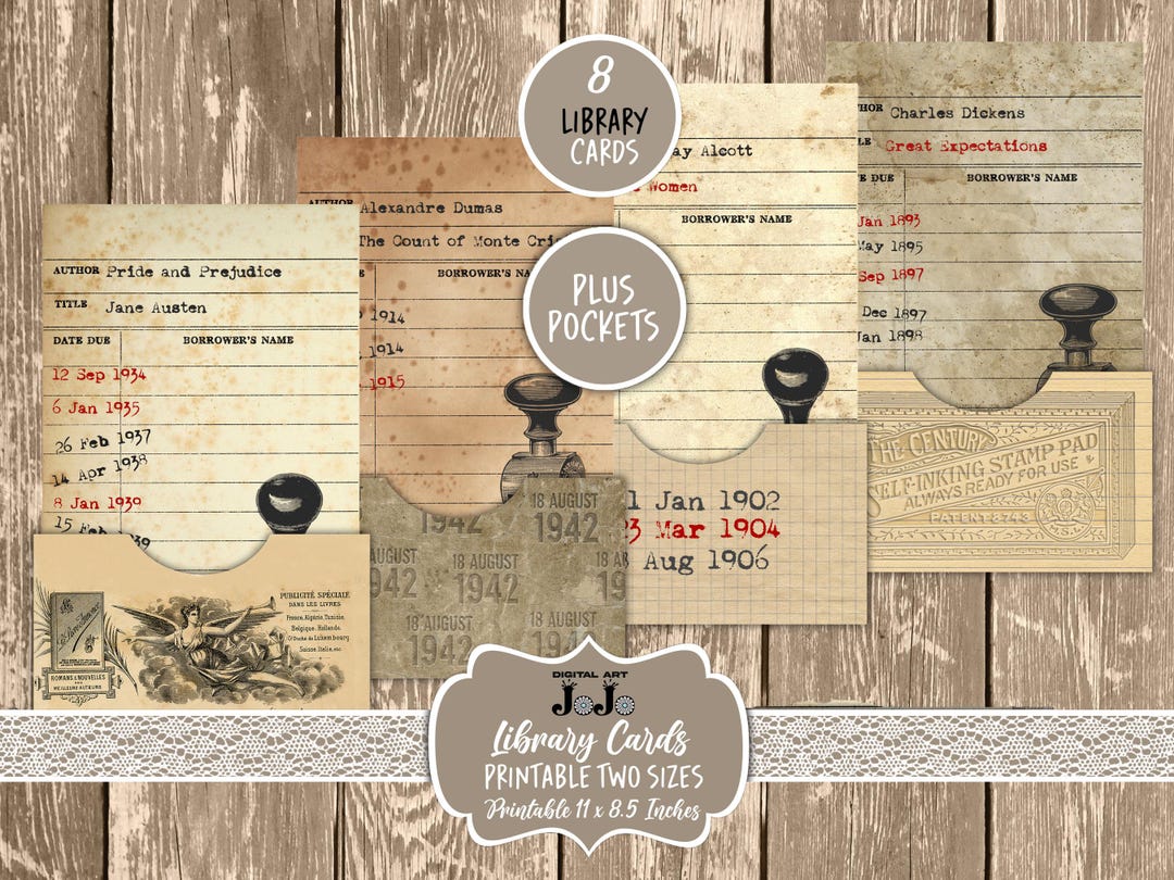 Junk Journal, Library Cards, Printable ATC, Reading Scrapbook, Paper ...
