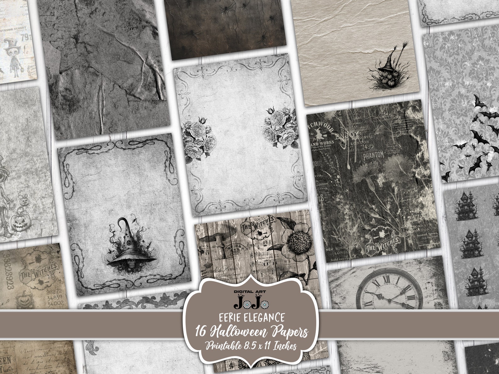 Halloween Digital Paper Pack, Printable Scrapbook Sheets, Journal Pages ...
