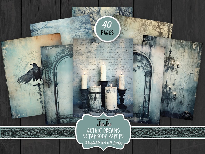 Gothic Junk Journal Pages, Scrapbooking Papers Kit, Collage Sheets ...