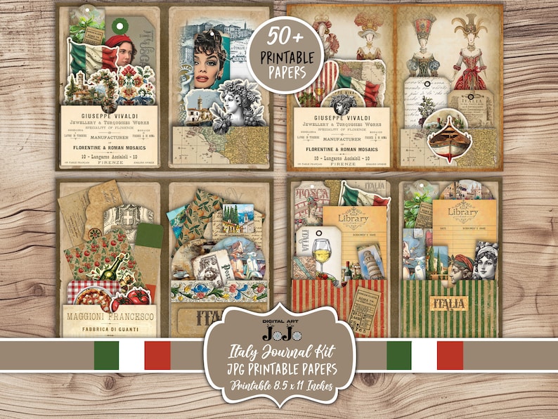 Printable Italy Junk Journal Kit, Digital Italian Papers, Vintage Craft ...