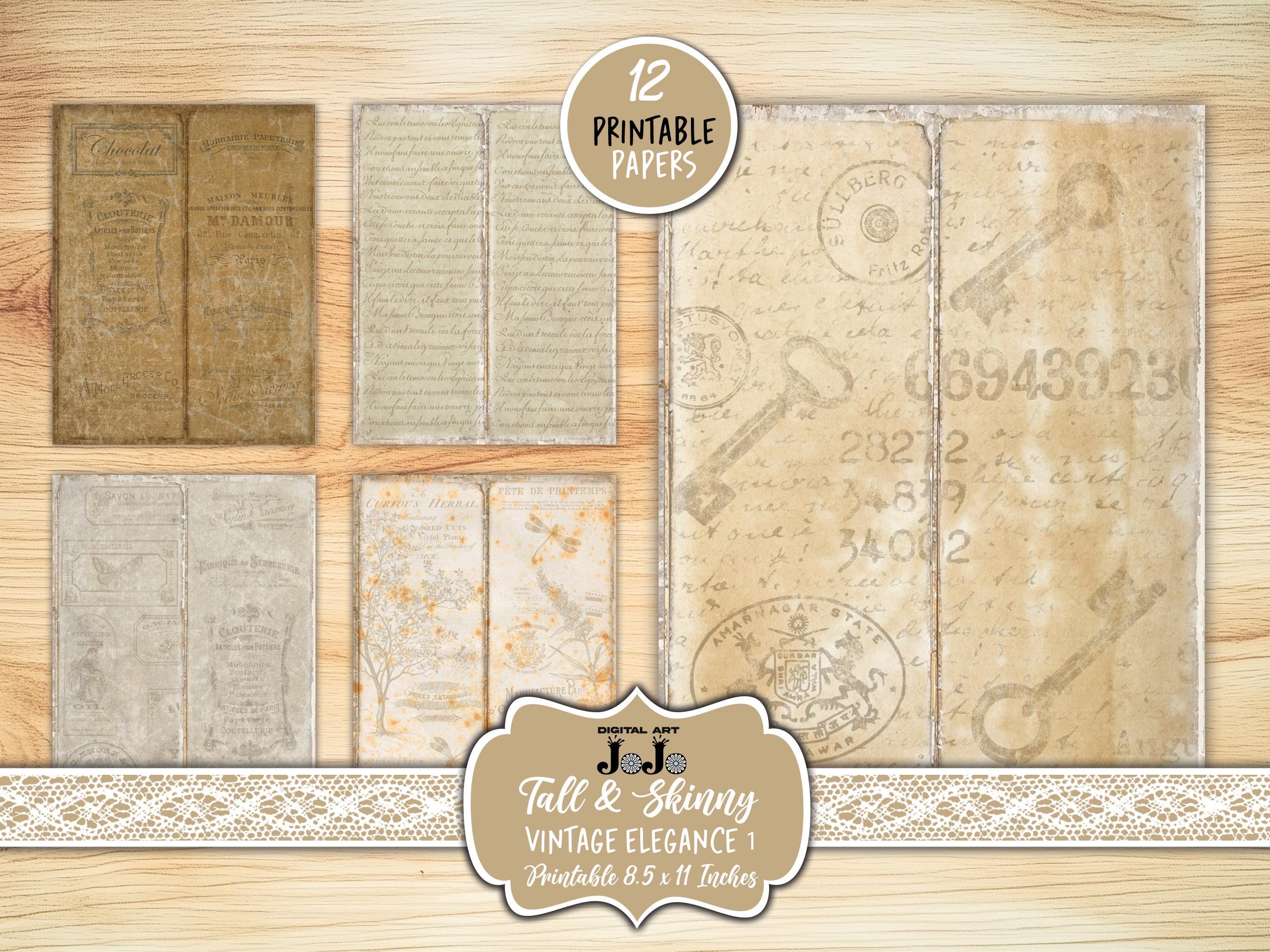 Printable Junk Journal, Tall Skinny Pages, Neutral Scrapbook Kit ...