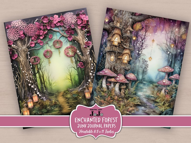 Magical Forest Junk Journal Papers, Fantasy Printable Woods Pages Kit ...