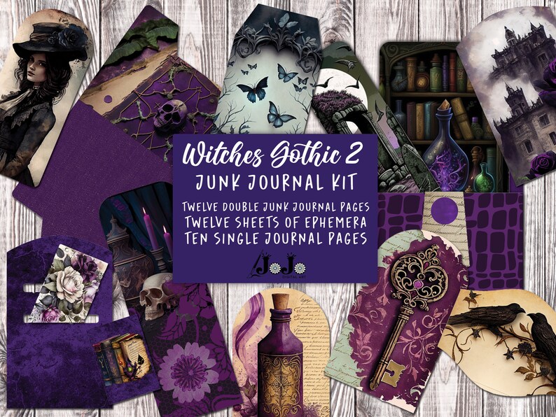 Gothic Witch Junk Journal Kit, Digital Download, Printable Pages ...