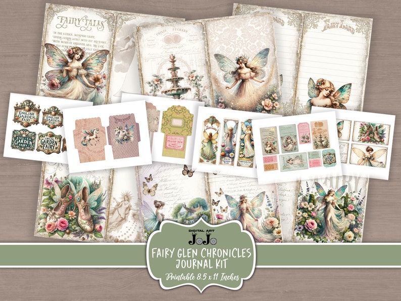 Fairy Junk Journal Printable Kit, Pastel Scrapbook Paper Set, Vintage ...