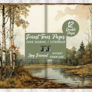Vintage Forest Junk Journal Printable Papers, Vintage Trees Collage ...