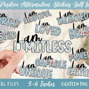Shabby Chic Positive Affirmation Sticker Bundle, Positive Sticker Pack, Positive Affirmations PNG, Digital Affirmation, Planner, Journal