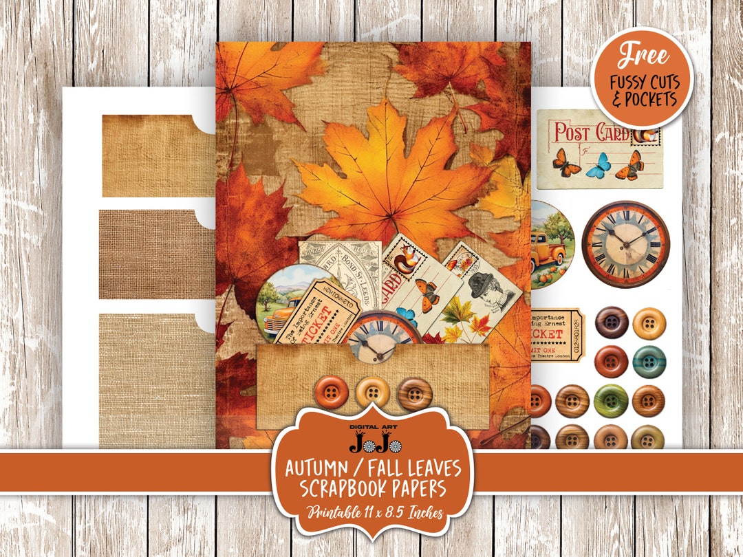 Fall Digital Paper Pack, Nature Printable Scrapbook Sheets, Autumn ...