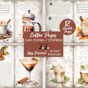 Coffee Junk Journal Printable Papers, Vintage Coffee Collage Sheets ...