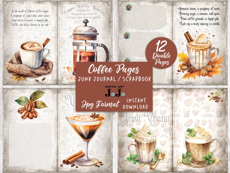 Coffee Junk Journal Printable Papers, Vintage Coffee Collage Sheets ...