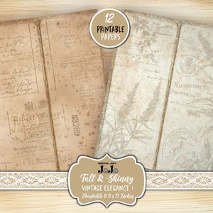 Printable Junk Journal, Tall Skinny Pages, Neutral Scrapbook Kit ...