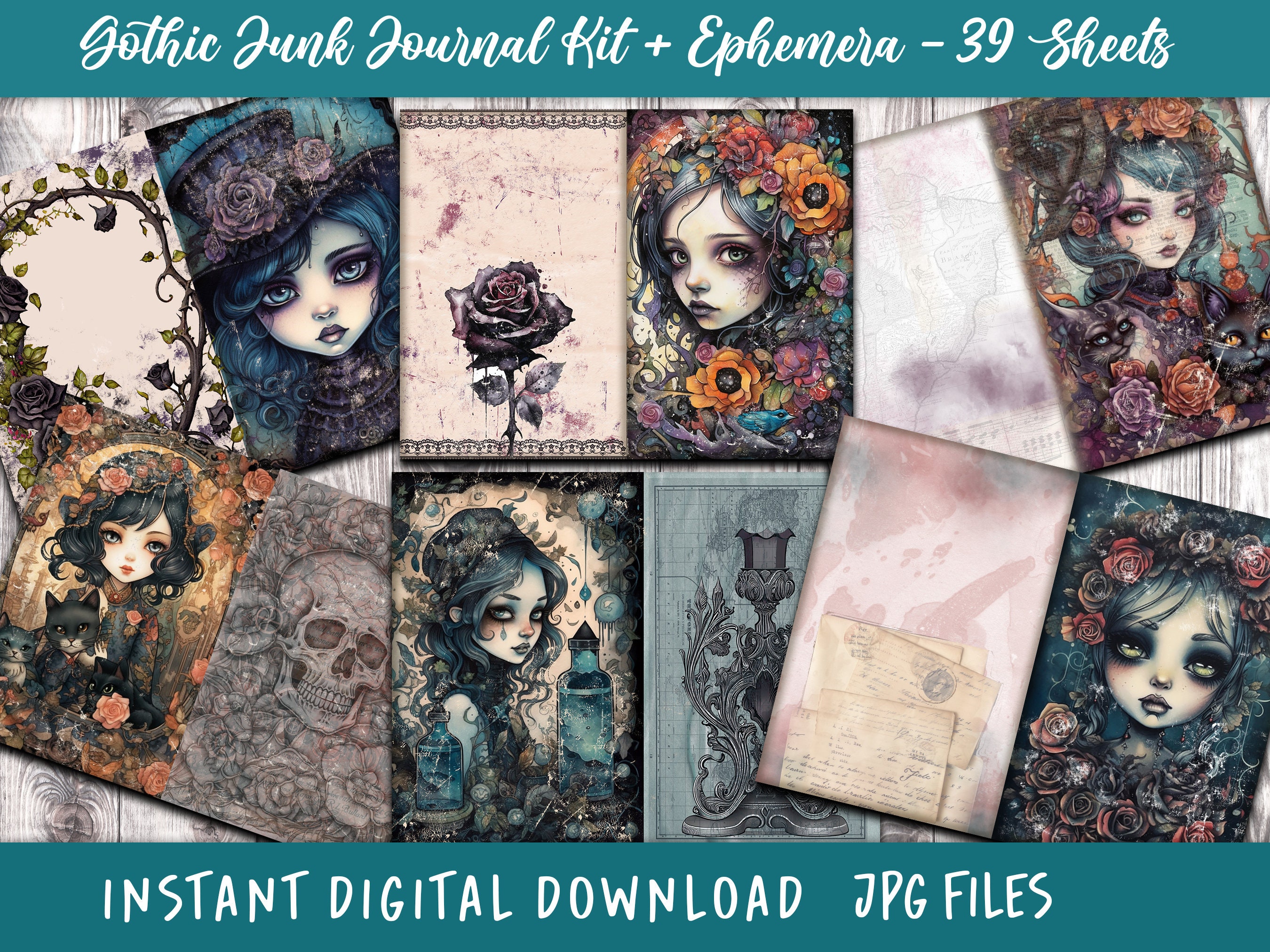 Gothic Junk Journal Kit Goth Junk Journal Digi Kits Ephemera - Etsy