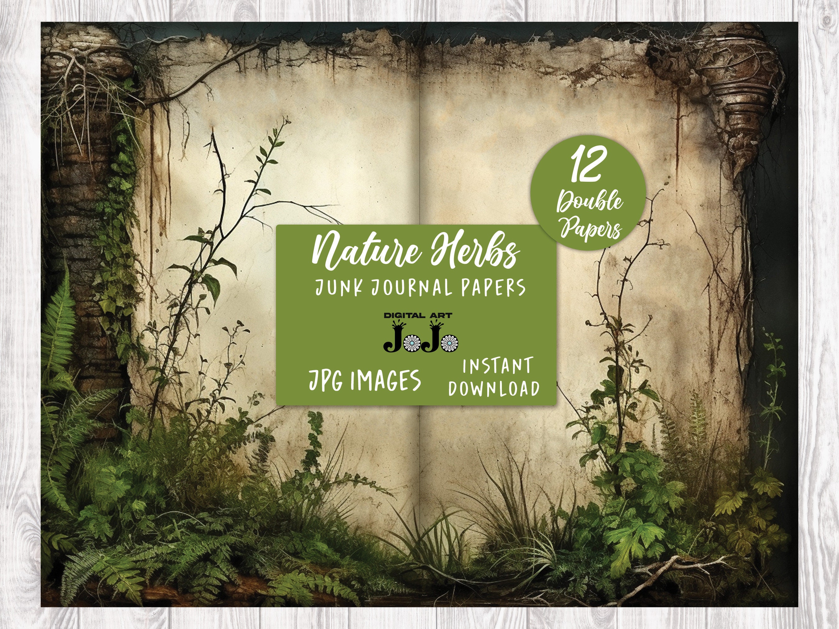 Vintage Nature Junk Journal Pages Kit, Herb Scrapbooking Papers, Forest ...