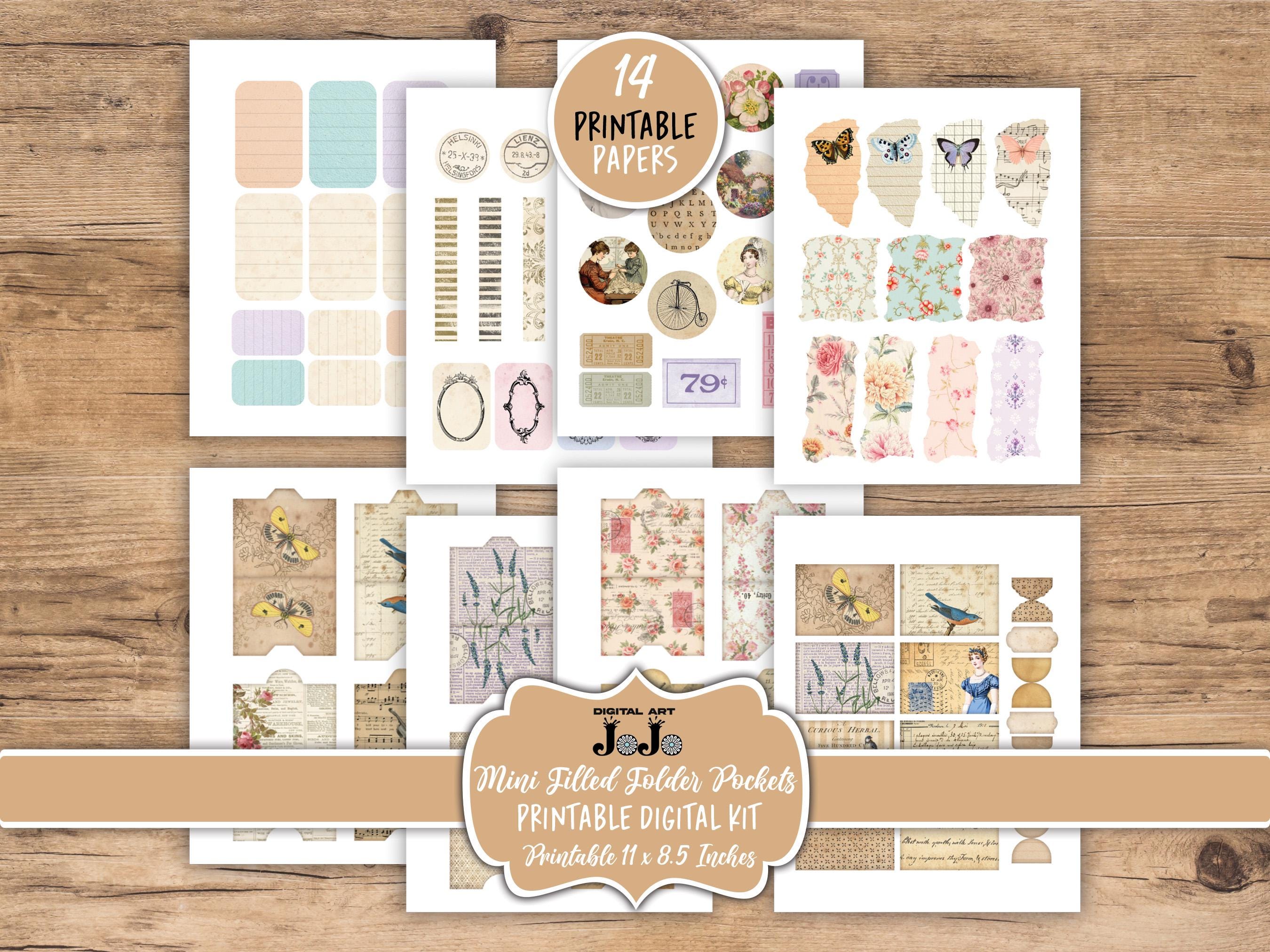 Printable Mini File Folders, Junk Journal Ephemera Kit, Vintage ...