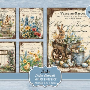 Easter Junk Journal Pages Kit, Bunny Scrapbook Vintage Papers, Floral ...