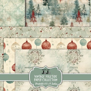 Vintage Christmas Junk Journal Papers, Winter Digital Kit, Printable ...