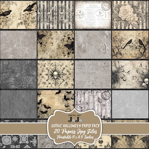 Halloween Digital Paper Pack, Printable Scrapbook Sheets, Journal Pages, Instant Download, Vintage Gothic Grunge Textures,Blank, Collage,